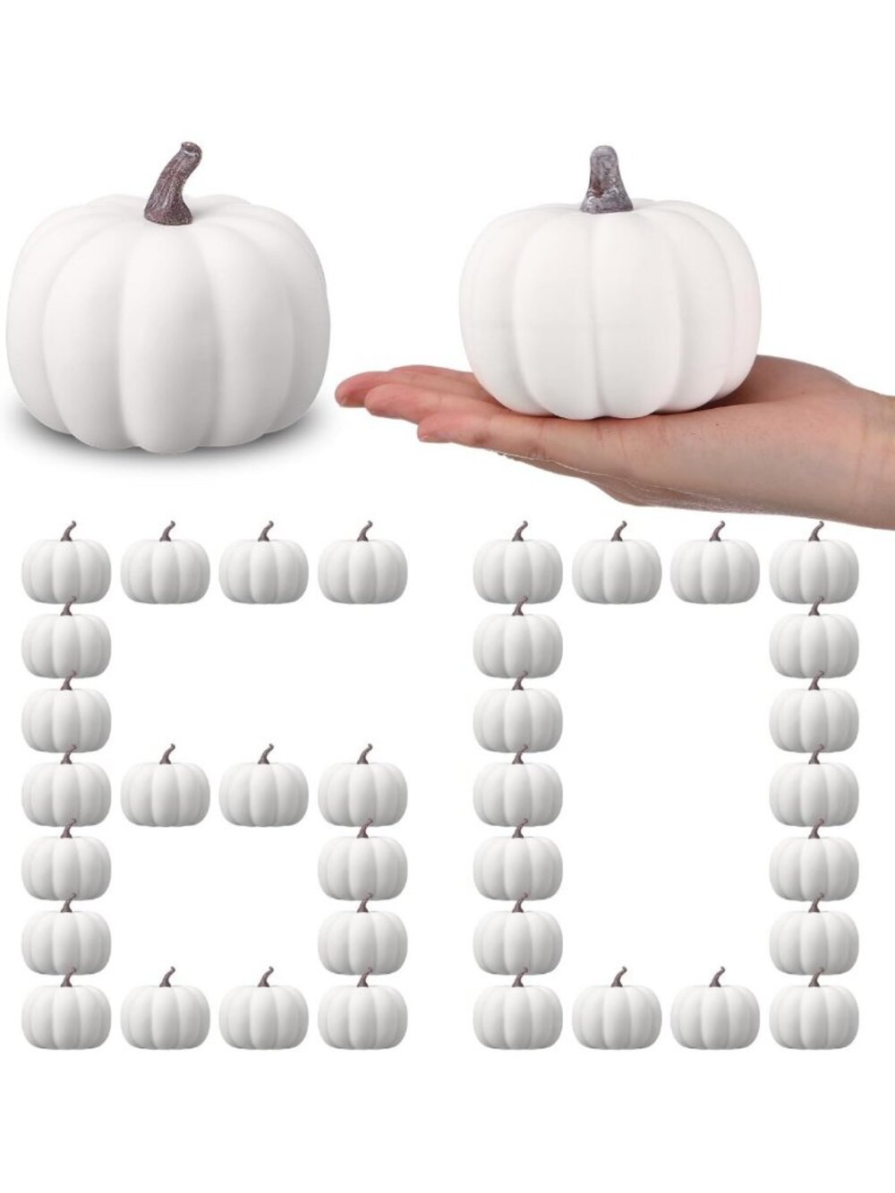 60 Pack Foam Pumpkins for Fall Decor - 4 Inch Artificial Harvest Decorations